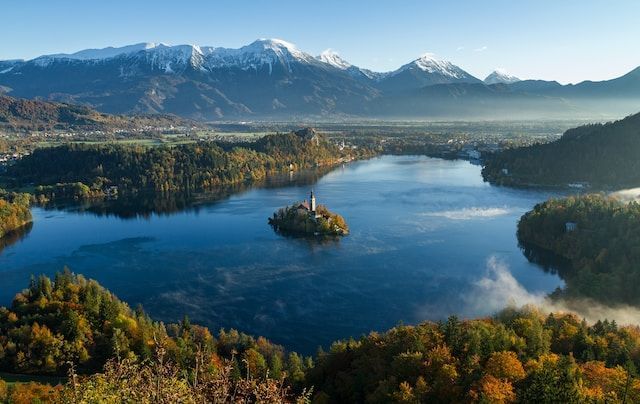 Lake Bled with Mountain Scenery